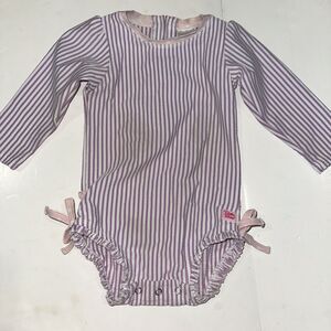 Ruffle Butts 12-18 MonthsPurple Pink Seersucker Rash Guard Bow Zip Snap Swimsuit